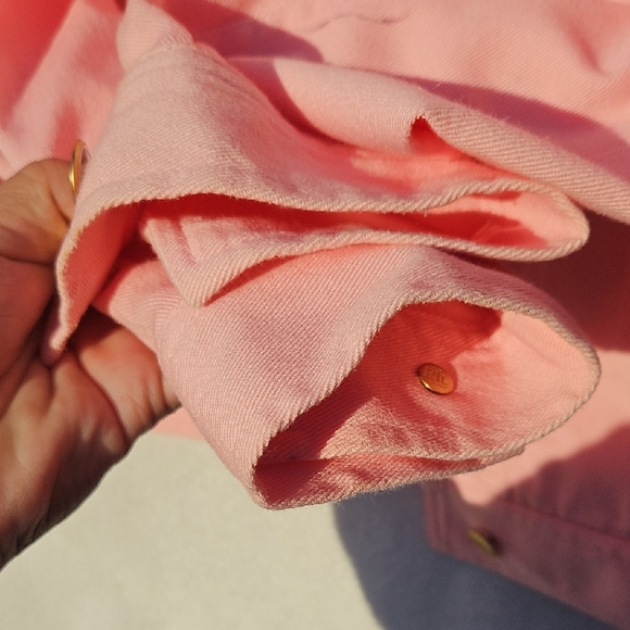 Lauren Jeans Co By Ralph Lauren Pink Denim Jacket with Gold Buttons Size Med - Picture 2 of 8